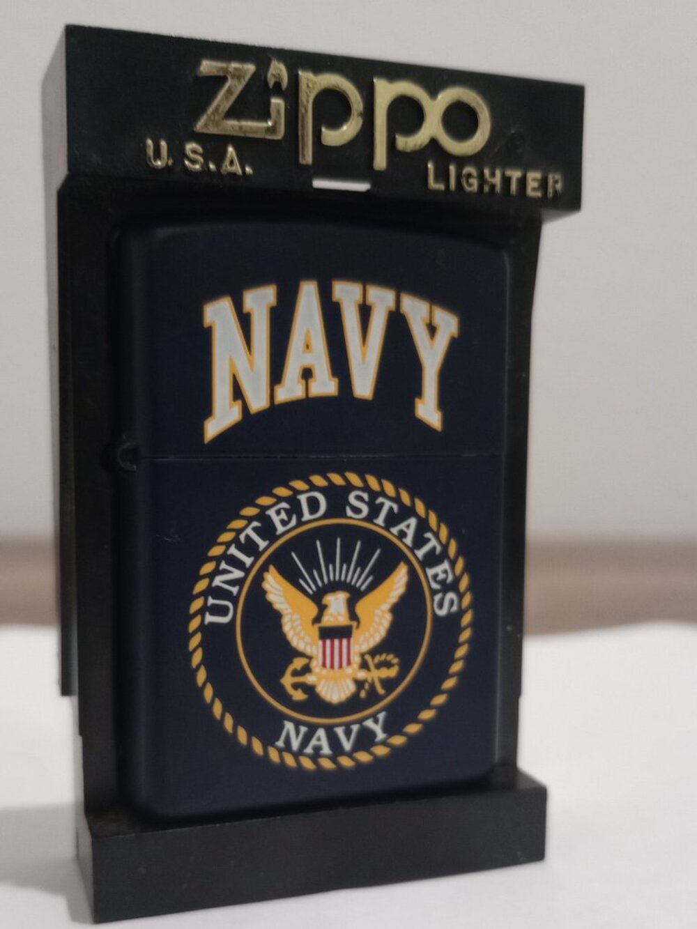 VINTAGE 90s ZIPPO UNITED STATES NAVY MATTE BLUE LIGHTER UNFIRED (NOS)